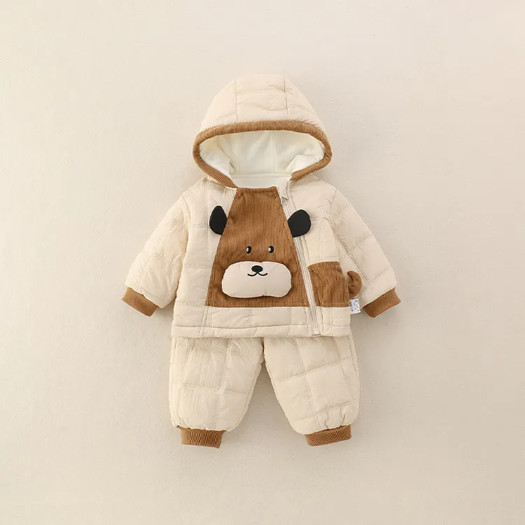 男童套装冬装2025新款洋气时髦婴儿衣服男宝宝加绒夹棉两件套冬季