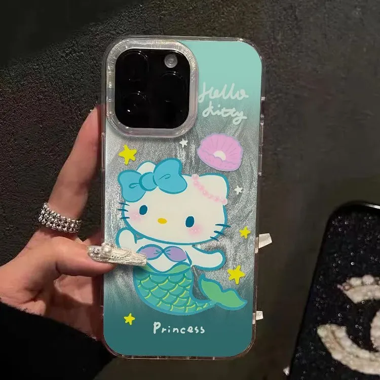 美人鱼凯蒂猫适用苹果16ProMax/14Plus手机壳15Pro/13羽纱12/11/