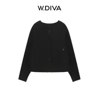 W.Diva【墨隐】极简老钱圆领下摆抽绳澳洲绵羊毛外套53C242714