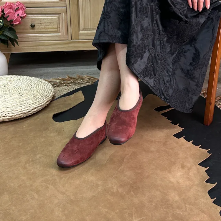 晶晶真皮女士加绒鞋保暖秋冬复古森系棉鞋百搭国风女士皮鞋598-5