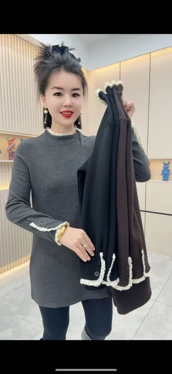 欧货时尚洋气百搭花边拼接大衫