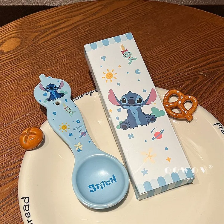 史迪仔联名陶瓷勺子新款女高颜值可爱家用儿童饭勺餐具汤勺伴手礼