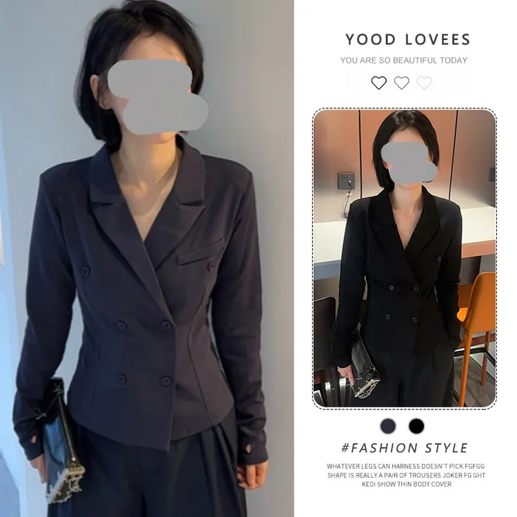 韩系超好看正肩收腰外套女2025新款春秋纯色显瘦直筒裤时尚套装潮