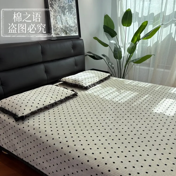 3米加长加大高克重宝宝绒婴儿绒床盖三件套