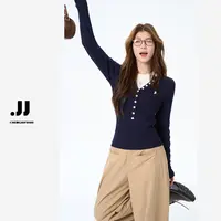 Y3606【布达佩斯】早秋新款韩系显瘦修身型毛针织衫打底长袖上衣