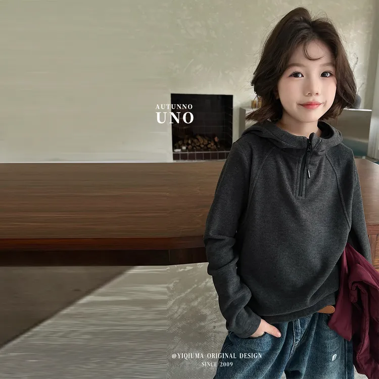 「UNO AUTUNNO」【奶油慕斯】优可丝女中大童休闲长袖连帽T恤51319
