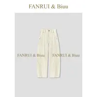 FANRUI/泛芮「茉莉奶白」时髦显瘦设计感潮酷百搭豹纹弯刀裤B17829