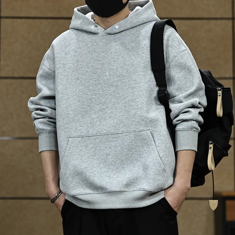 高端400g重磅连帽卫衣男秋季新款潮流宽松简约百搭袋鼠兜衣服休闲