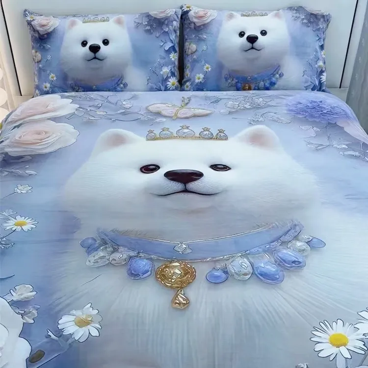 加绒秋冬5D卡通加厚牛奶绒被套四件套被罩宝宝绒短绒