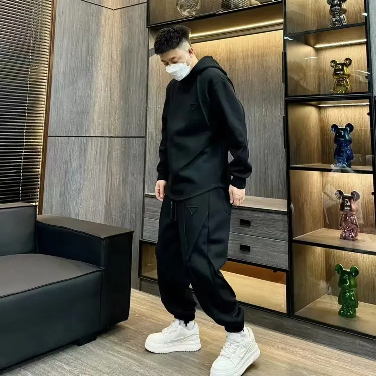 『小宇』xy-7215秋冬加绒加厚宽松百搭男士哈伦裤时尚卫衣休闲套装