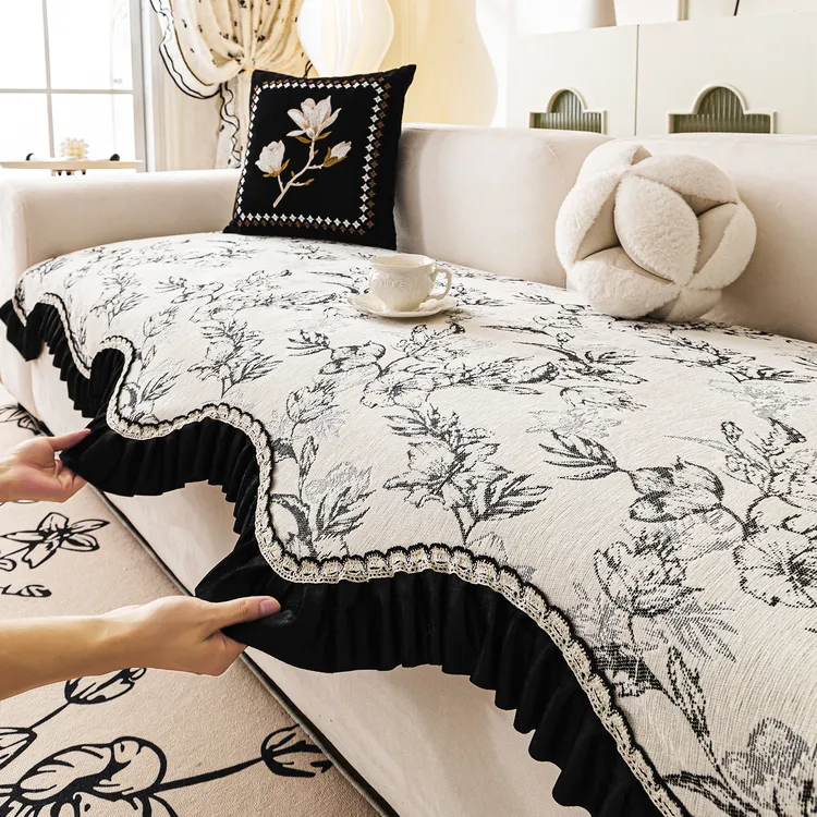 虹原风尚异形中古风轻奢沙发垫固定防滑四季新款高级感沙发盖布巾