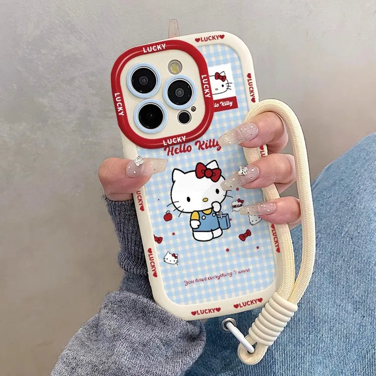 购物KT猫适用苹果16promax手机壳iPhone15全包14挂绳13卡通12软套