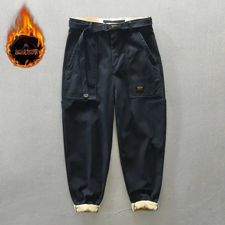 秋冬季阿美咔叽工装裤男女宽松直筒日系加绒休闲裤长裤子潮流美式