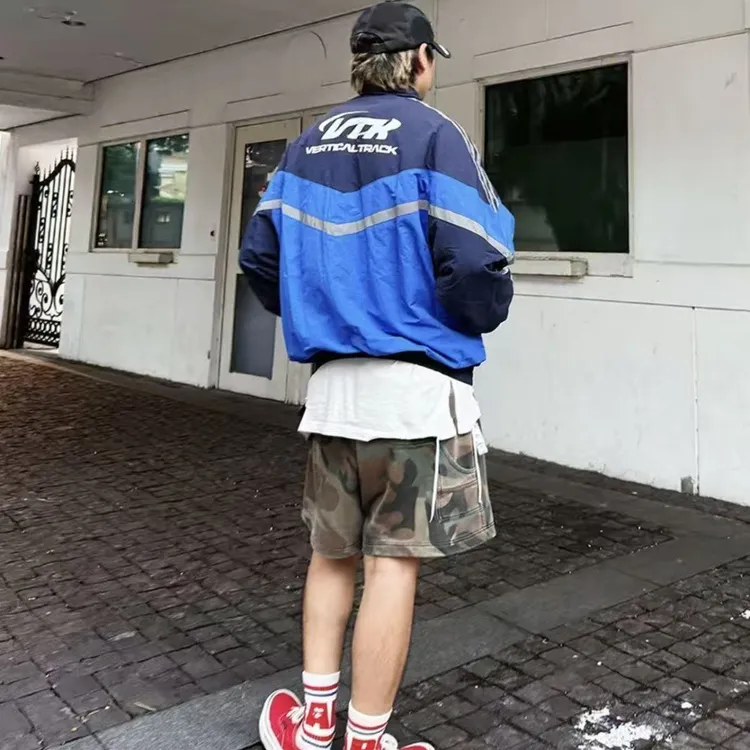 秋季新款立领休闲夹克男长袖运动赛车反光印花外套开衫时尚冲锋衣