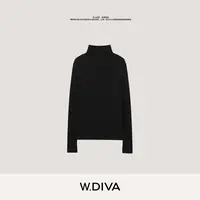 W.Diva【知意】兰精天丝羊毛软糯显瘦品质百搭中领长袖T恤1TDM90450