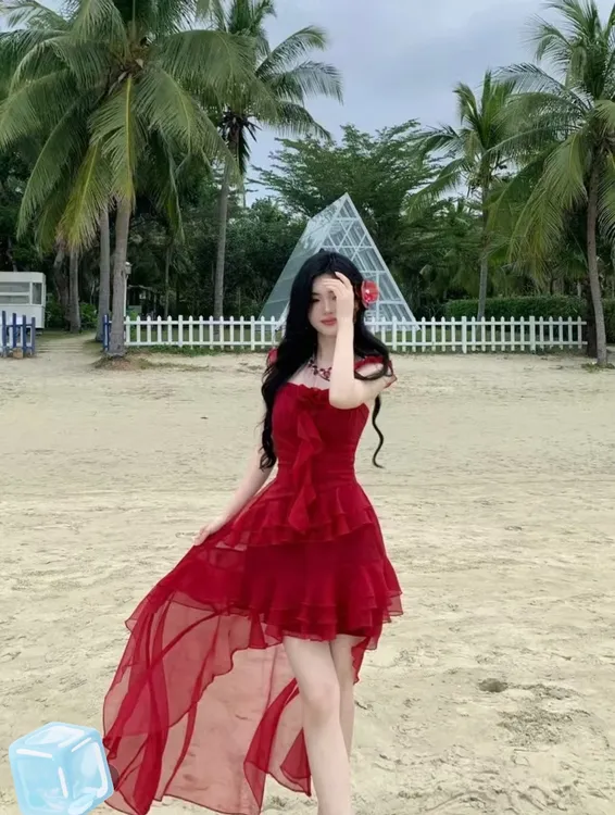 YH-66799大码女装胖mm气质高级感前短后长吊带裙夏新款拖尾裙
