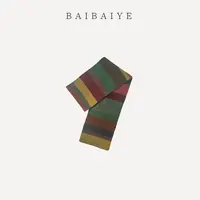 拼色彩虹条纹羔羊毛围巾【BAIBAIYE】Z25FS276