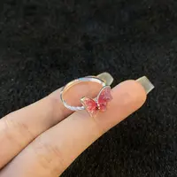 足银银制品 【铭记珠宝】足银蝴蝶戒指23-DM249H189【多样性发一件】