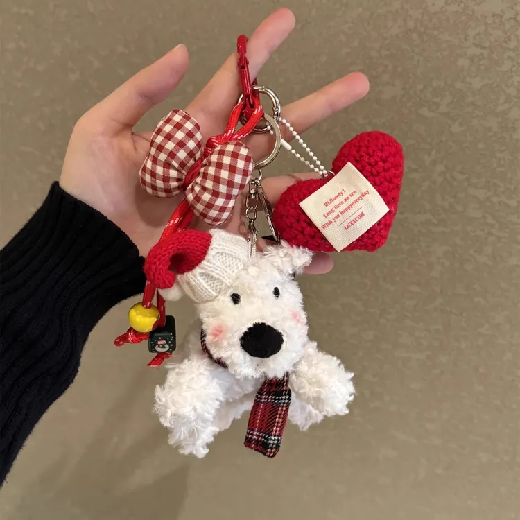 红色西高地毛绒公仔包包挂饰卡通小狗玩偶钥匙扣新年礼物送女生