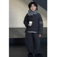 【冬品】CHOOSEMORE“黑菱格”重工菱形格珩棉廓形简约韩系黑灰套装