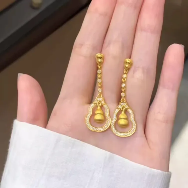 铜合金耳饰 福禄耳钉国潮新中式招财葫芦气质百搭耳饰送女友礼物