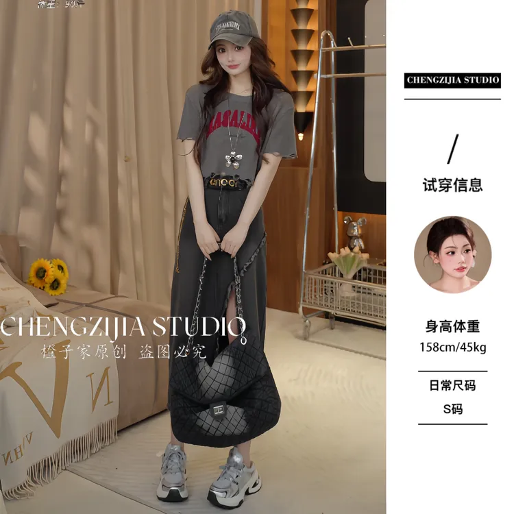 【裴诗婷】橙子·studio 【韩国女团】 TX0455字母短袖圆领休闲T恤05