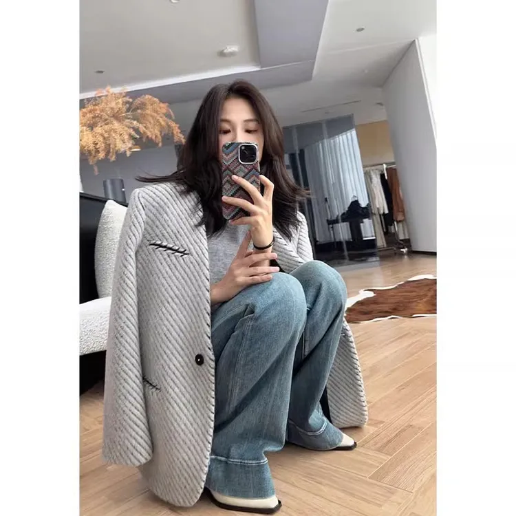 美洋MEIYANG【特卖】都柏林外套 大仙女|小香风V领通勤西装毛呢