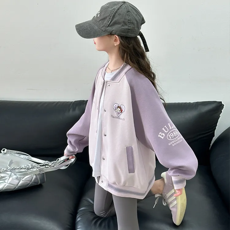 女童外套春秋款2025新款洋气儿童秋季上衣大童休闲宽松棒球服秋装