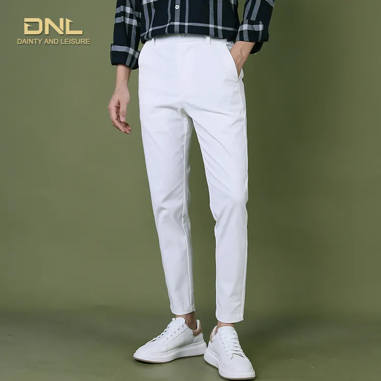秋季厚款修身小脚纯棉休闲裤九分裤男弹力透气百搭松紧腰男士裤子