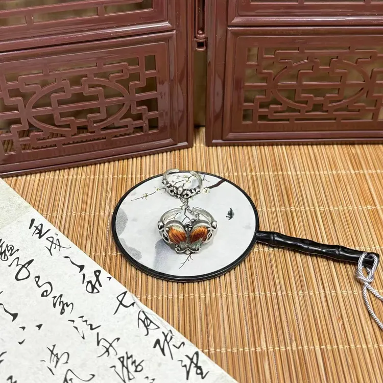 苗族刺绣/手工刺绣/蝴蝶双戒