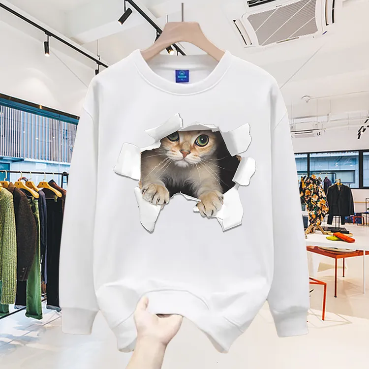 春秋新款情侣休闲百搭长袖潮流印花纯棉面料男女同款重磅面料卫衣