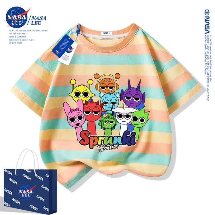 NASA节奏盒子儿童短袖t恤sprunki盒子衣服夏季2025年夏装体恤