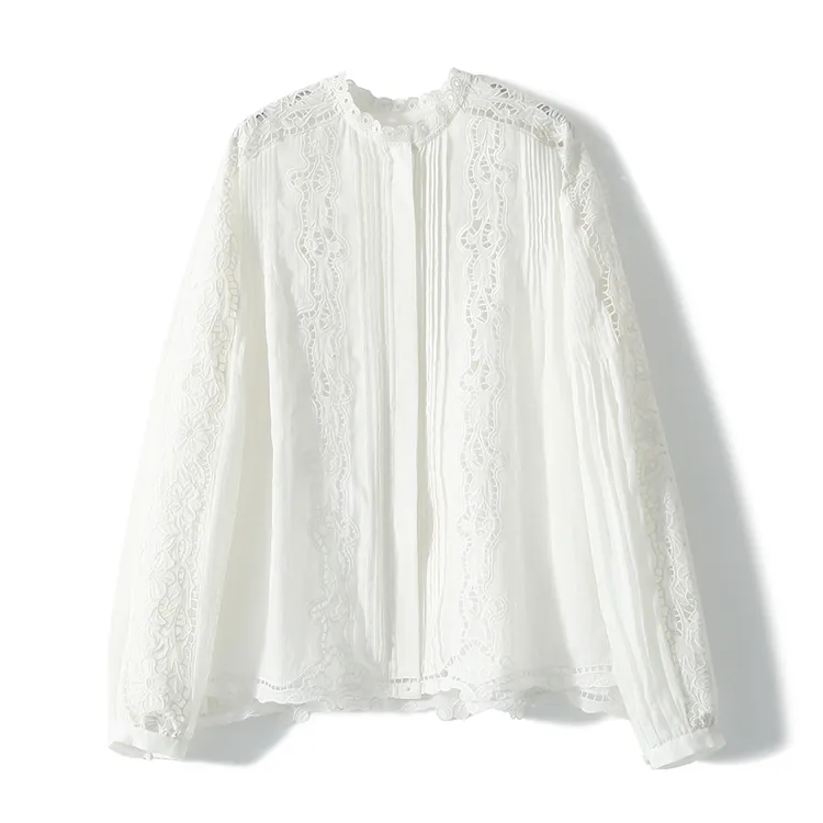 【文娇专属】留等风吹过镂空花边苎麻衬衫上衣2025夏新S81811XYCAG