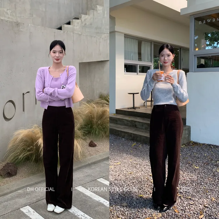 DH OFFICIAL 大花【秋日神裤 pants】琥珀流光风韩系休闲灯芯绒长裤