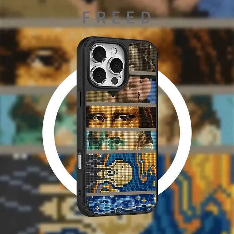 FREED像素名画适用于苹果16promax艺术油画15/14磨砂磁吸13手机壳