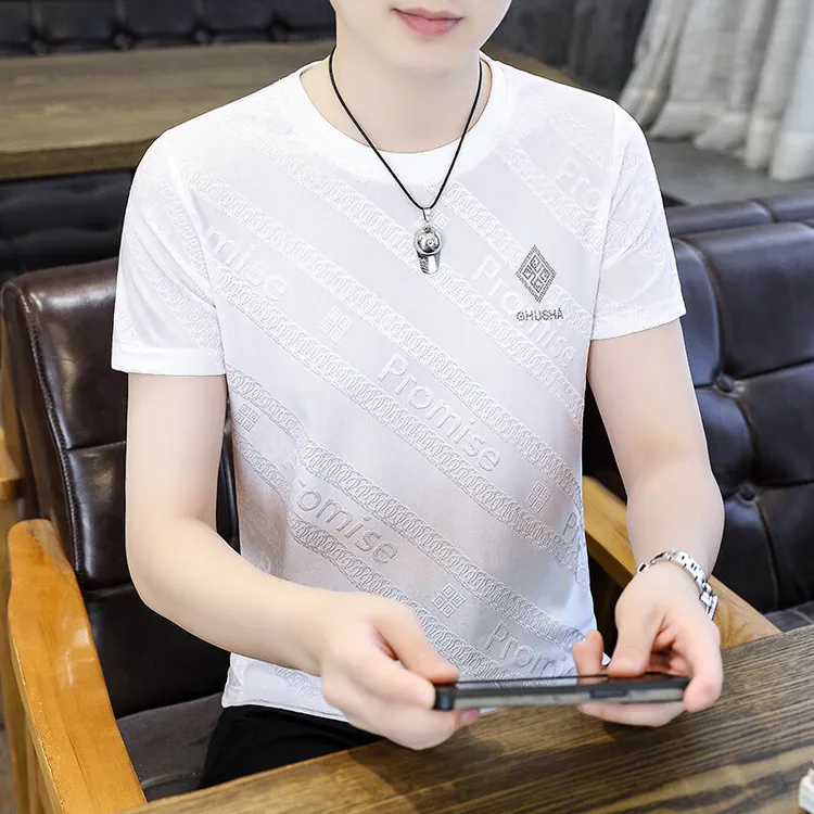 冰丝短袖男士夏季新款潮牌青少年冰丝t恤百搭高级感男装薄款上衣