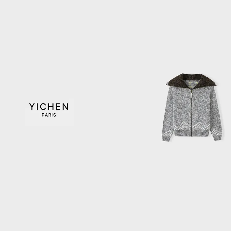 YC 重工拼纱帆船提花大翻领羊毛外套-6546