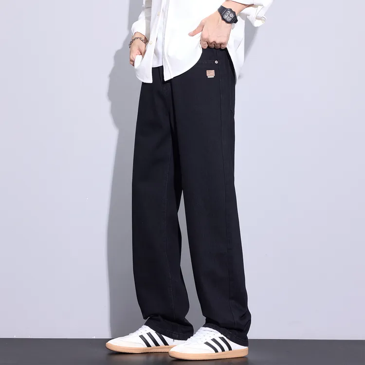 Kuvine2025秋季潮流高街水洗简约cleanfit宽松直筒百搭牛仔裤男款