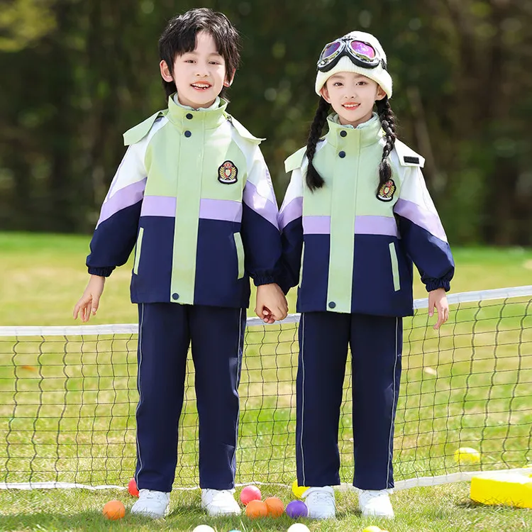 幼儿园园服冲锋衣中小学生校服套装儿童班服春秋冬装一年级三件套