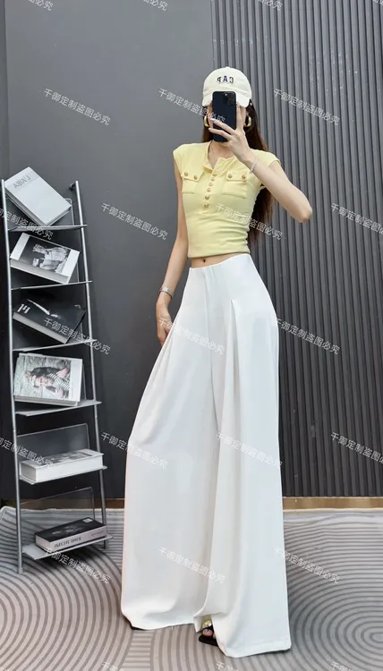 三个长度 夏季薄款冰丝飘飘裤裙女休闲阔腿裤高腰垂感百褶裙裤