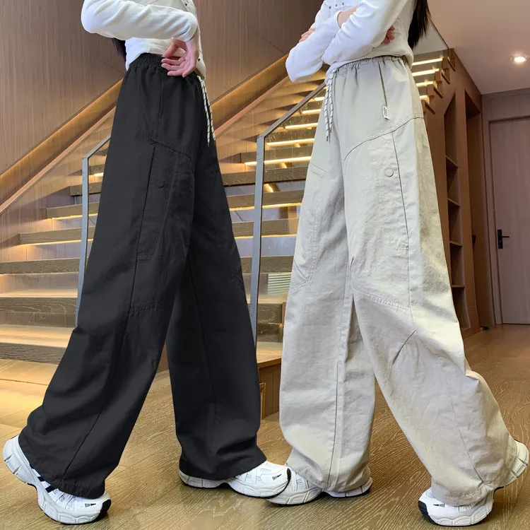 女童裤子2025新款秋装儿童春秋季休闲裤女大童洋气时尚直筒阔腿裤