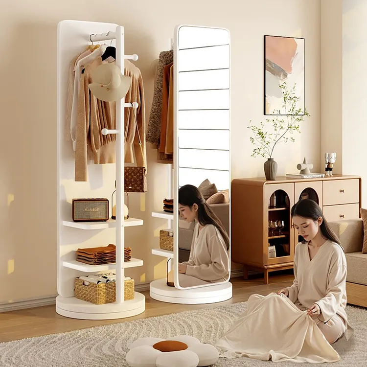 全身镜落地镜家用衣帽架一体穿衣镜可旋转移动女生卧室大试衣镜子