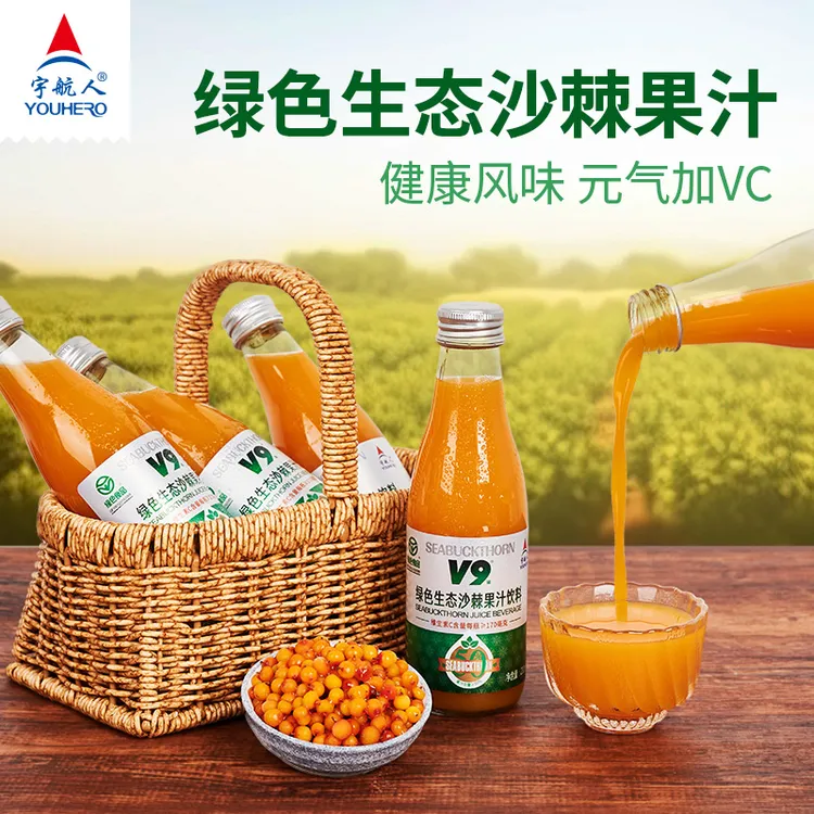 【达人专享】宇航人内蒙古绿色生态沙棘果汁饮料210ml×10瓶整箱包邮