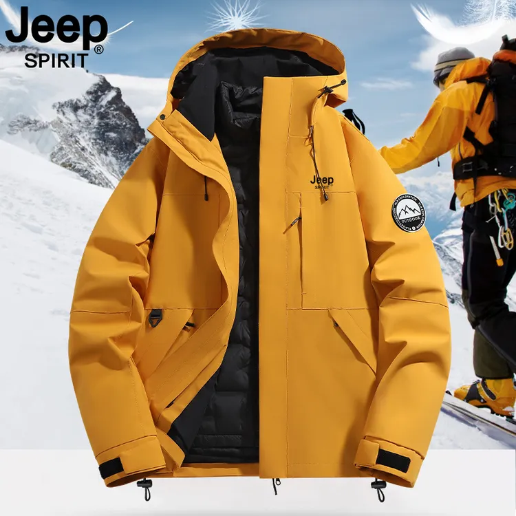 JEEPSPIRIT吉普冲锋衣外套男女冬季2025新款三合一加厚情侣羽绒服