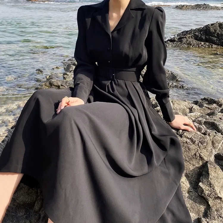 【013】秋季上新胖mm气质优雅连衣裙女长袖遮肉显瘦新款连衣裙