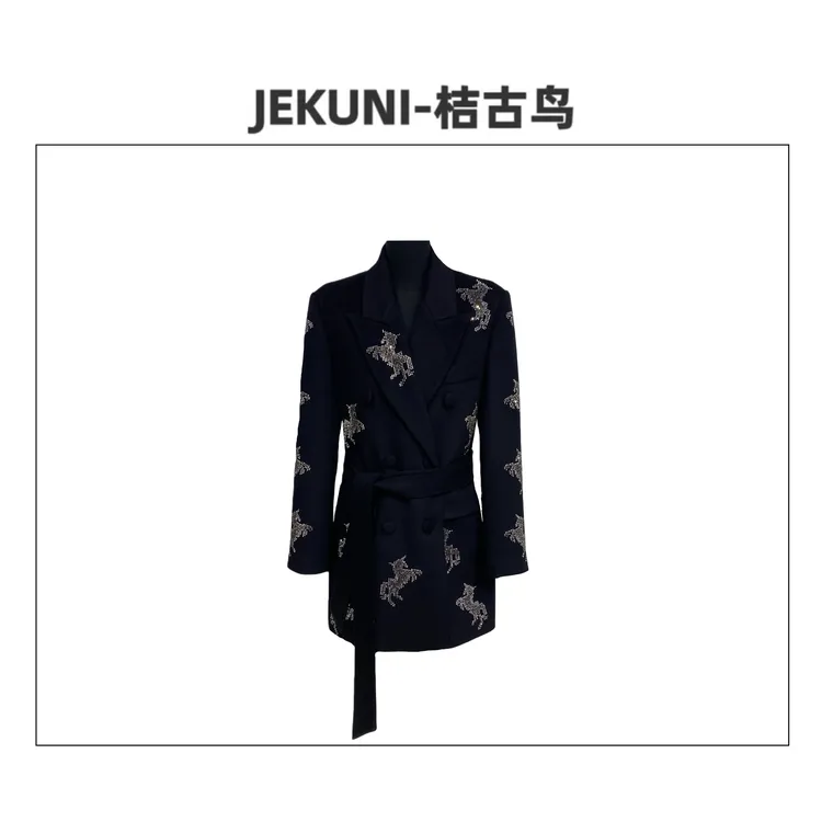 JEKUNI/桔古鸟【马跃青云】新款马年百搭细闪钻高定轻奢时尚西装
