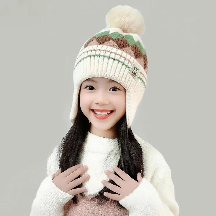 大童儿童冬季超厚保暖防风护耳帽男女童冬天毛线帽帽子冬天