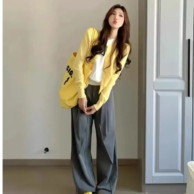 【现货】秋冬软糯亲肤韩版宽松慵懒风时尚百搭显瘦打底针织开衫上衣