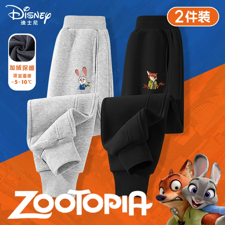 【疯狂动物城】迪士尼童装儿童加绒裤子男女童冬季保暖卫裤朱迪尼克