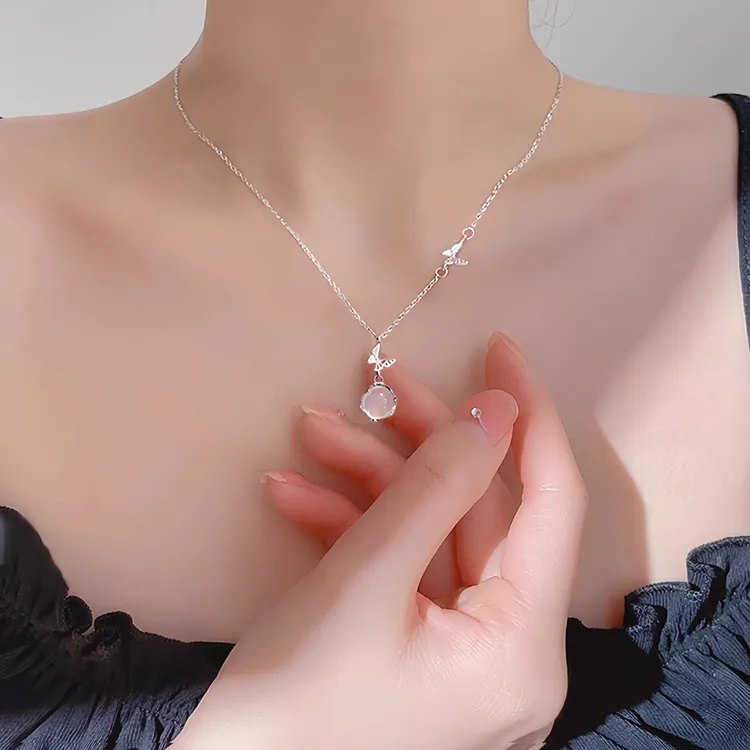 坠链均足银 999纯银蝴蝶项链女款轻奢小众高级感锁骨链礼物送女友